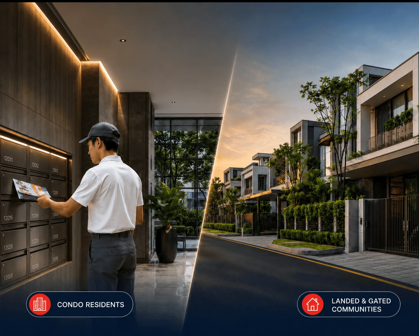 Residential reach · Condominiums and landed communities