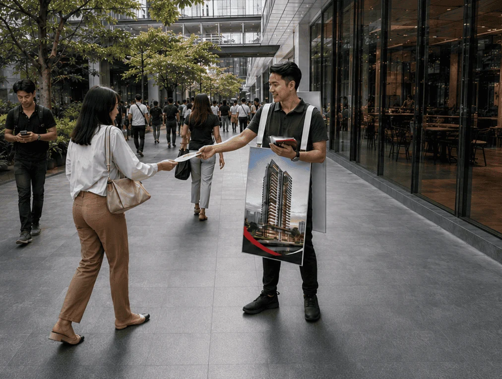 Sandwich Board Advertising · Service scene