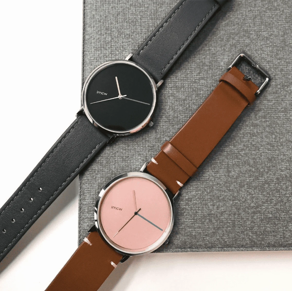 IMCW minimalist watches with different dial and strap combinations