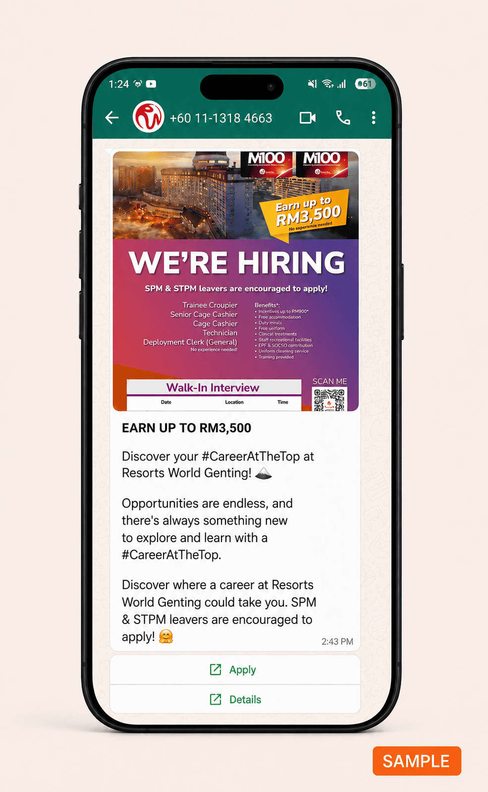 Resorts World Genting Recruitment campaign screenshot
