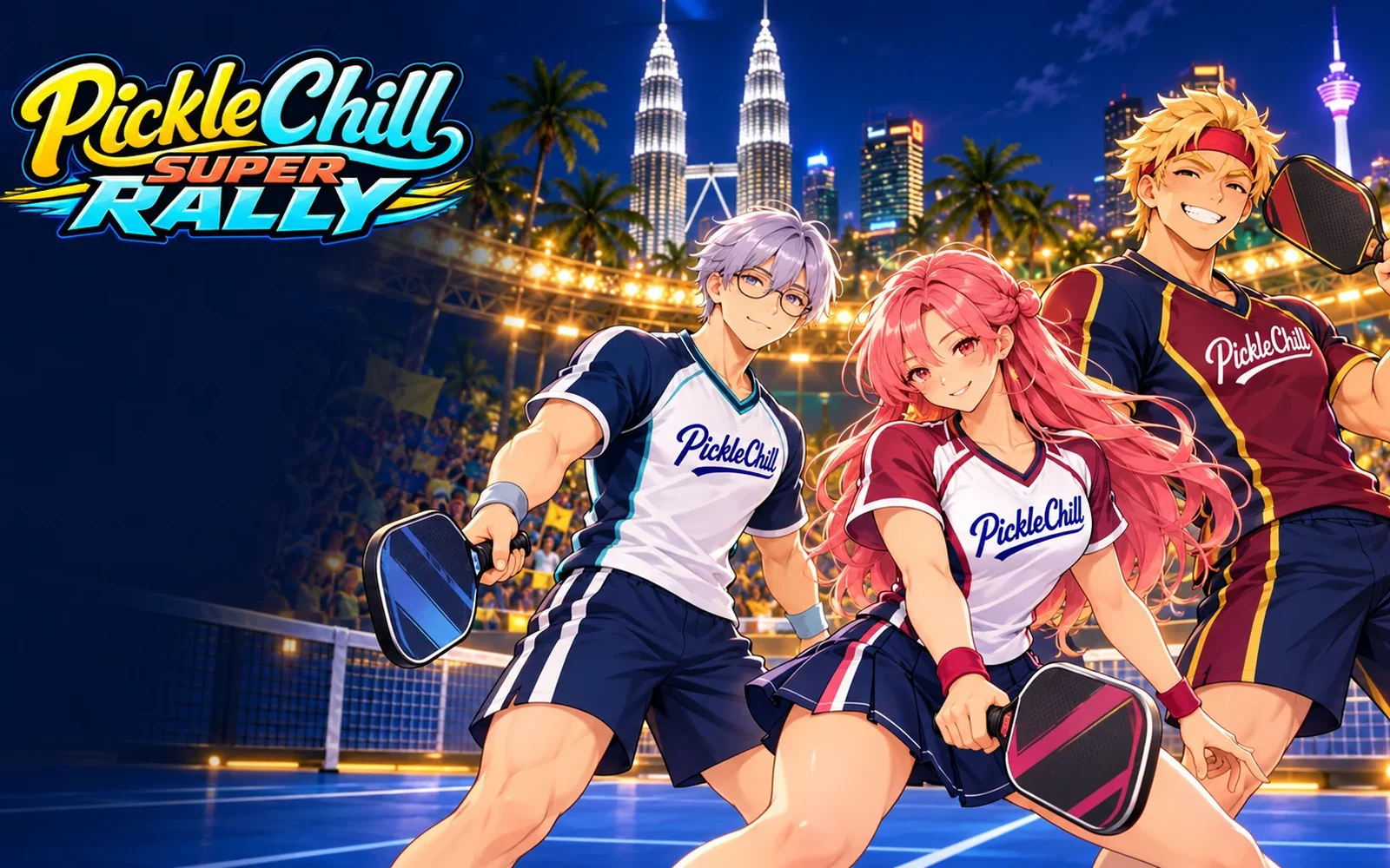 PickleChill Super Rally characters in a branded game world