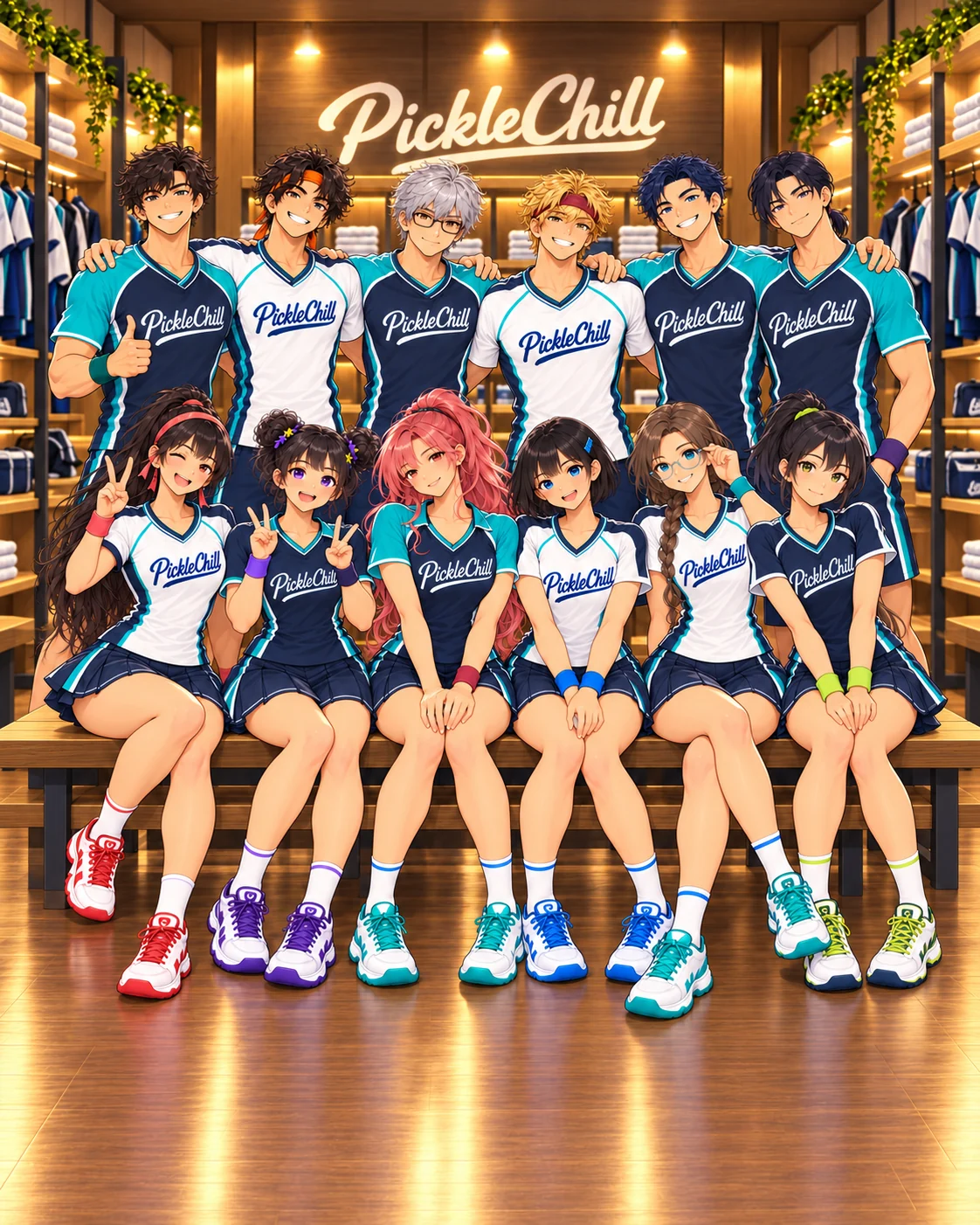 The twelve original PickleChill Super Rally characters together