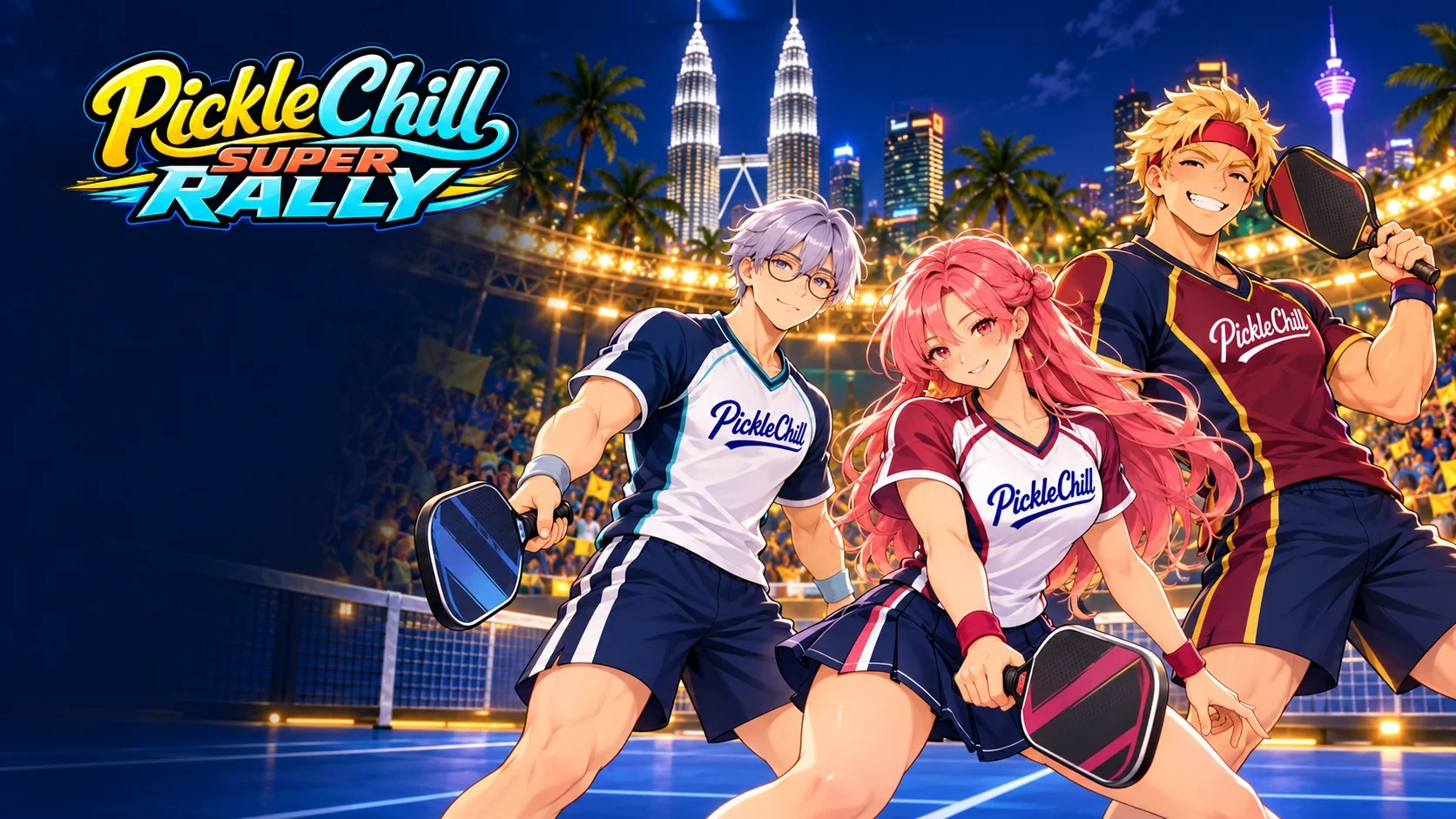 PickleChill Super Rally original characters in a Kuala Lumpur game world